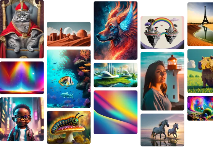 A range of images showcasing the vibrant possibilities of GenAI. Tools like Adobe Firefly are defining the future of design innovation for creatives.