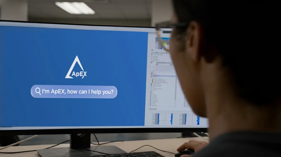 Chevron's ApEX exploration platform, where geoscientists query AI through a conversational interface to search decades of exploration data.